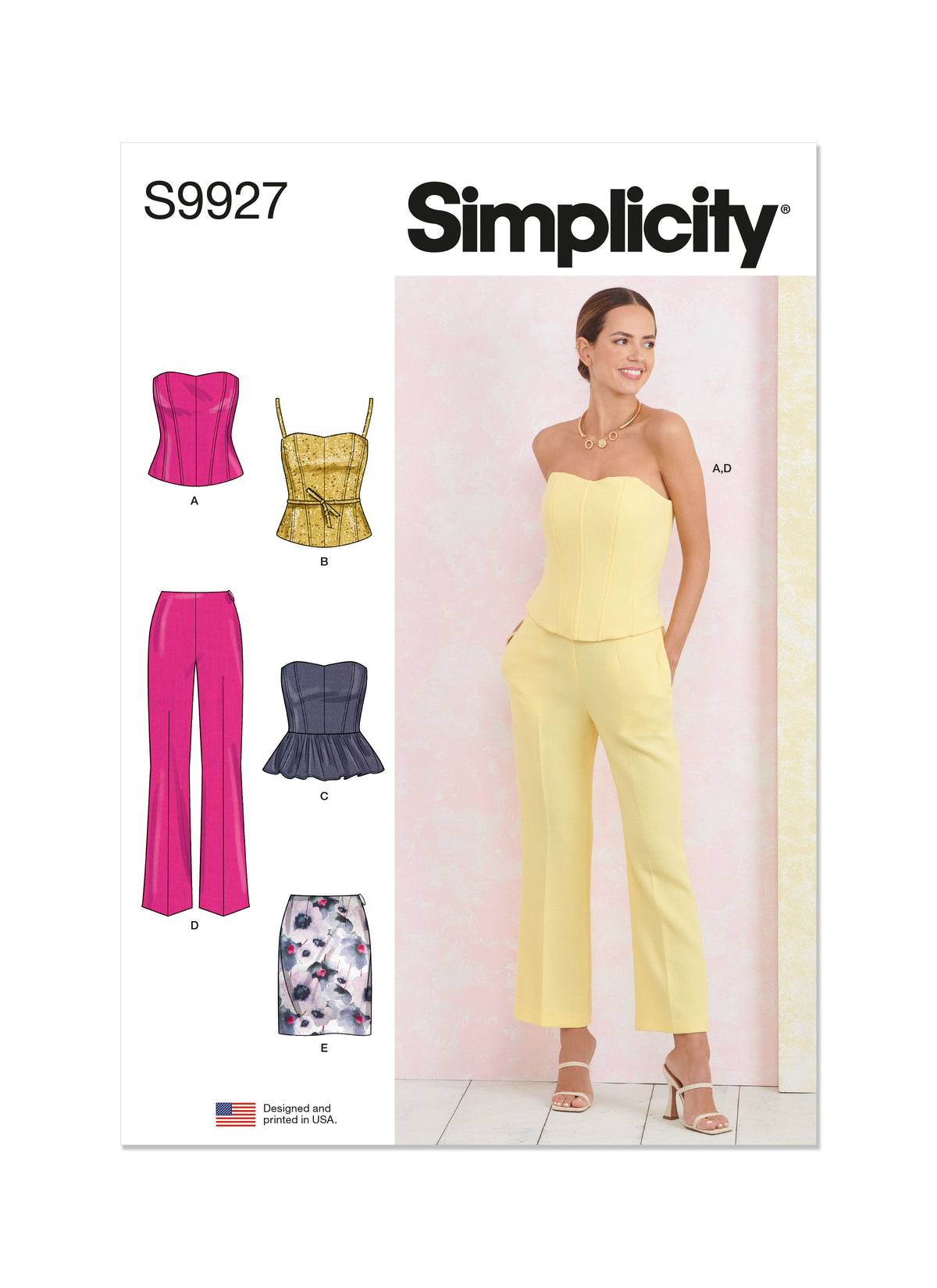 Simplicity S9927 sewing pattern envelope showing special occasion outfits