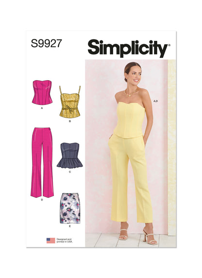 Simplicity S9927 sewing pattern envelope showing special occasion outfits