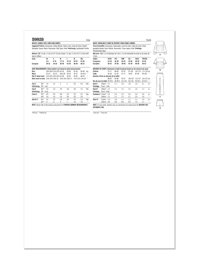 Simplicity S9928 sewing pattern envelope showing a loungewear set