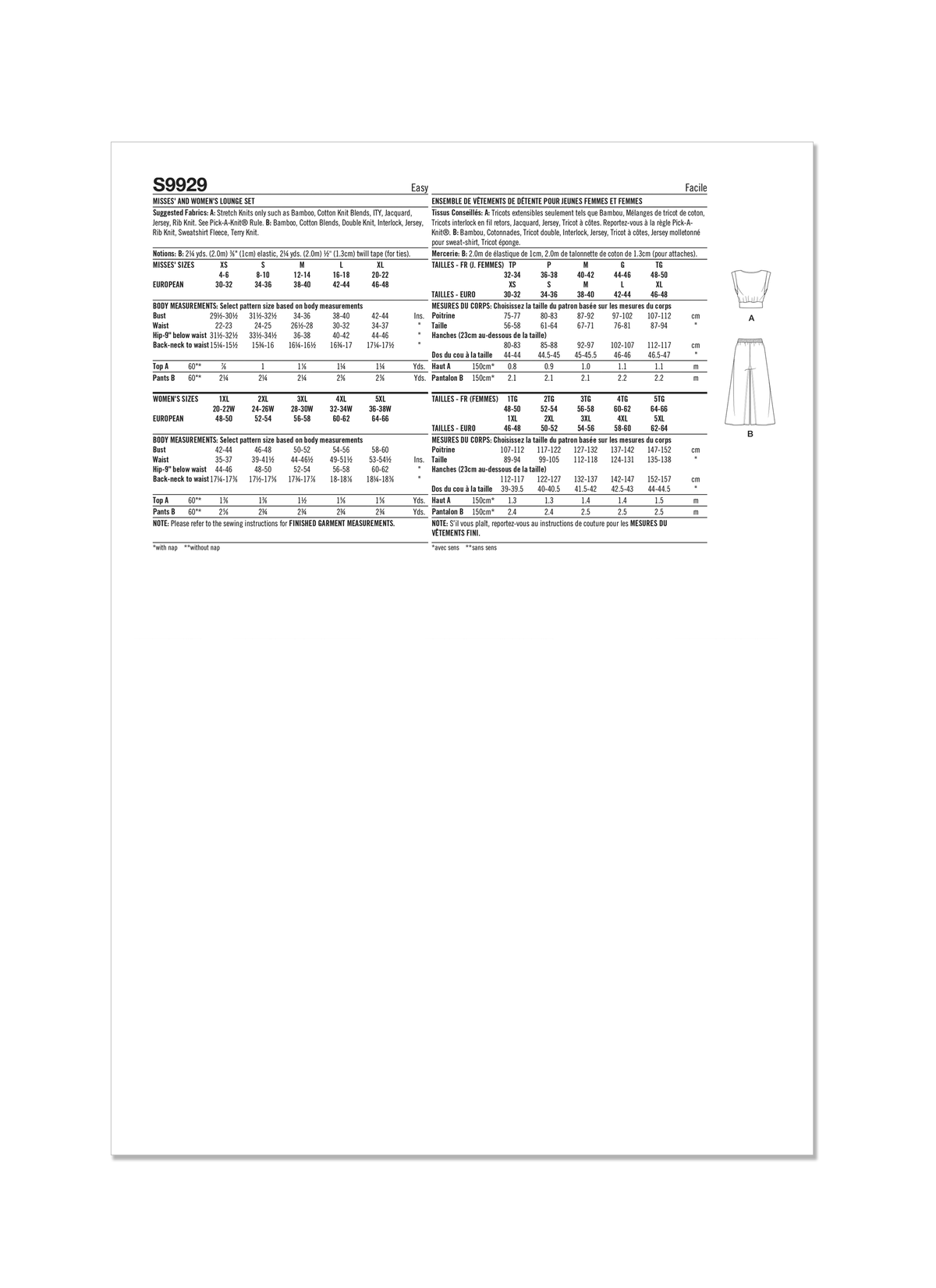 Simplicity S9929 sewing pattern envelope showing sleepwear