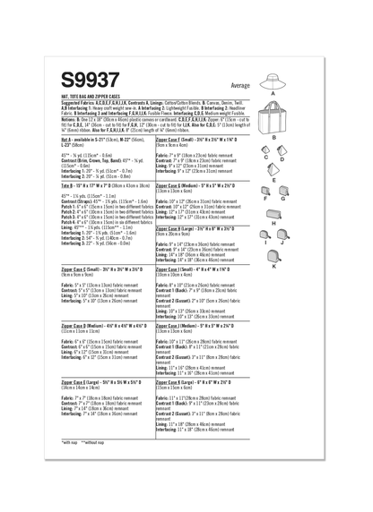 Simplicity S9937 sewing pattern envelope showing accessories