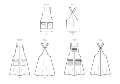 Simplicity S9938 sewing pattern envelope showing aprons