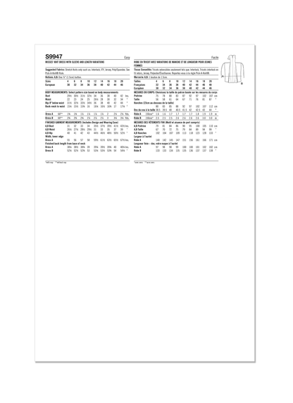 Simplicity S9947 sewing pattern envelope showing dresses