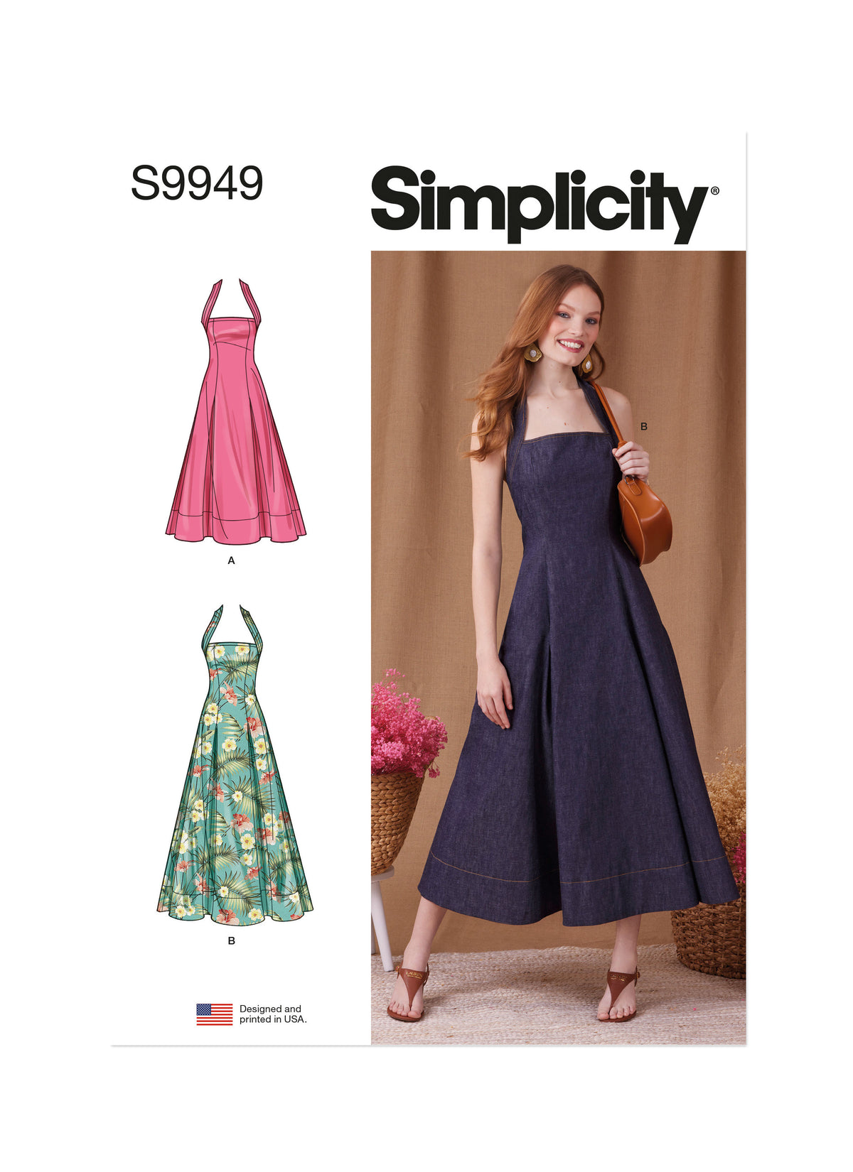 Simplicity S9949 sewing pattern envelope showing dresses