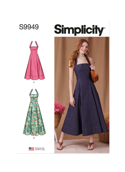 Simplicity S9949 sewing pattern envelope showing dresses