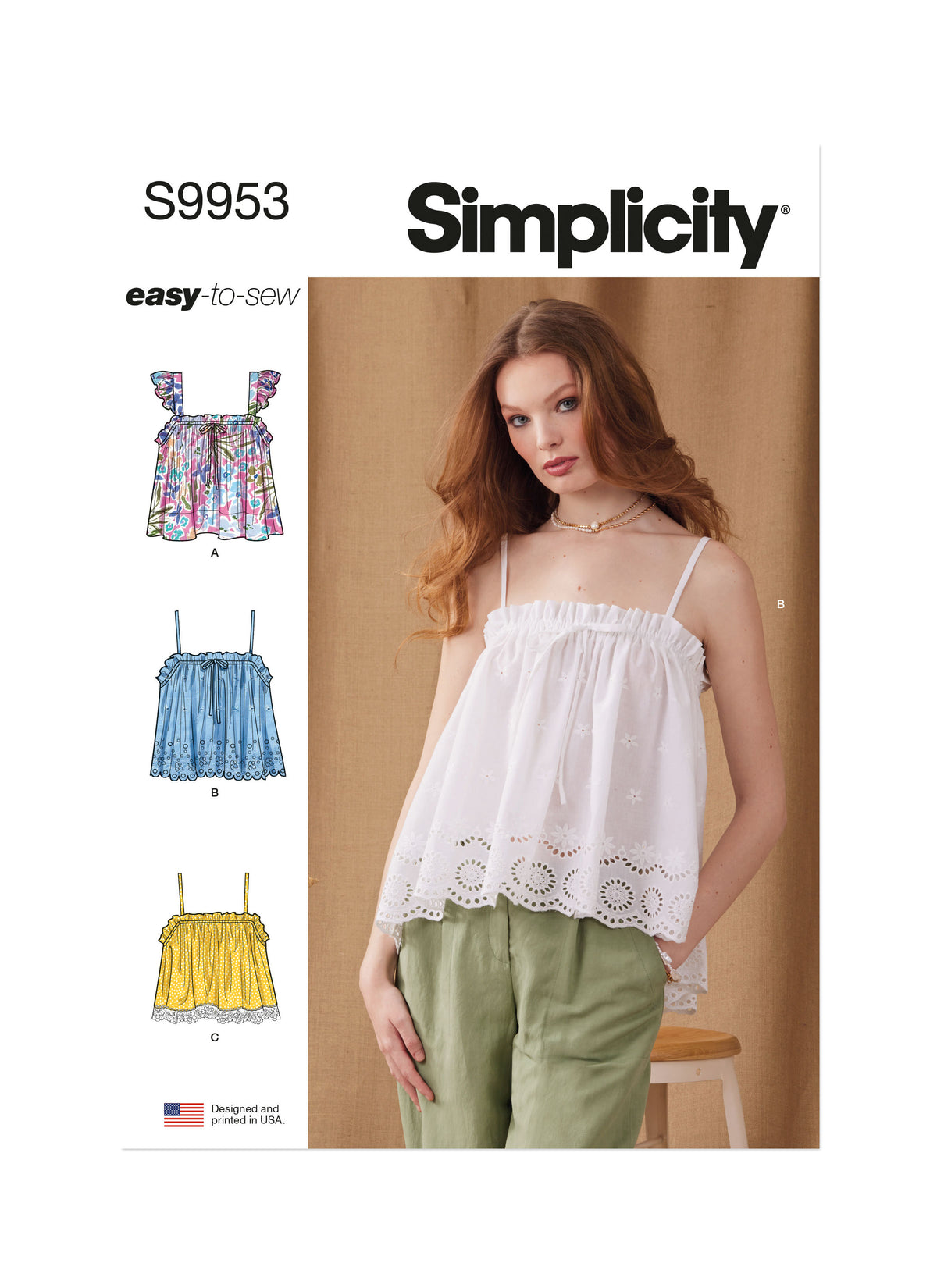 Simplicity S9953 sewing pattern envelope showing top