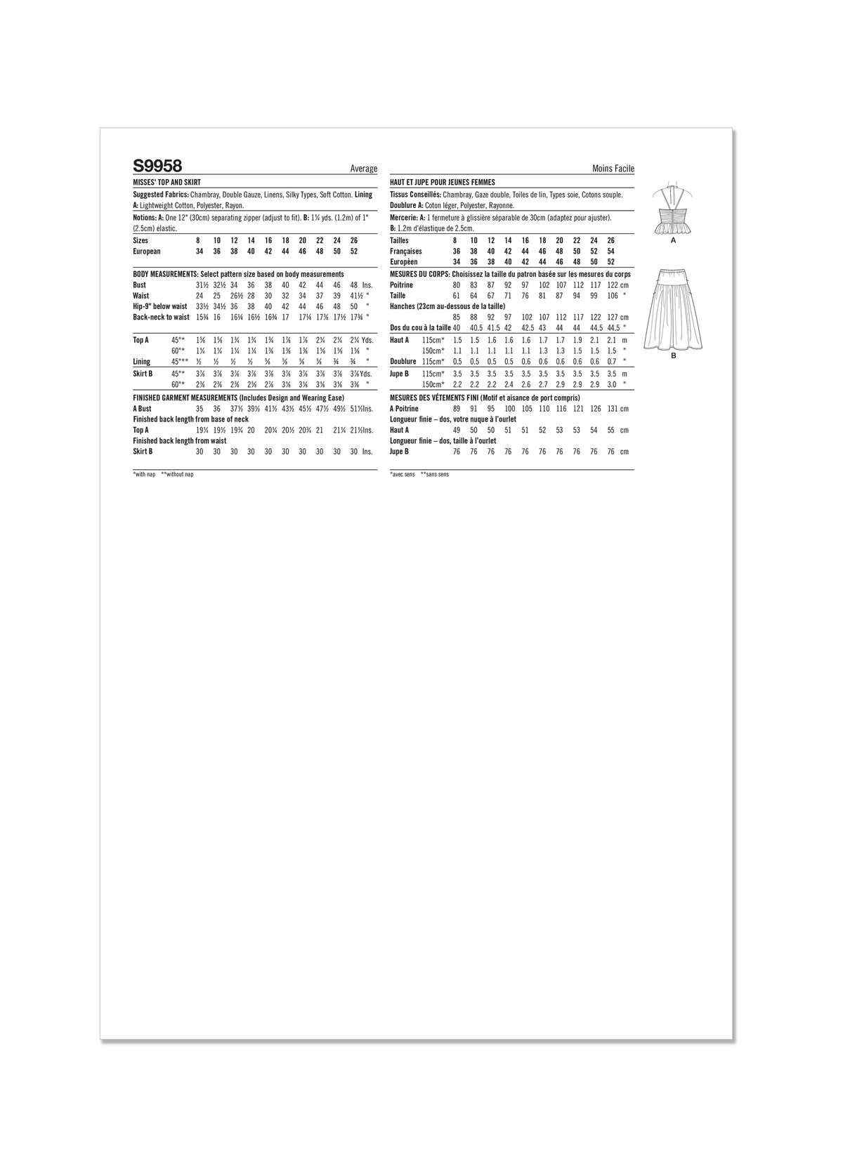 Simplicity S9958 sewing pattern envelope showing dress