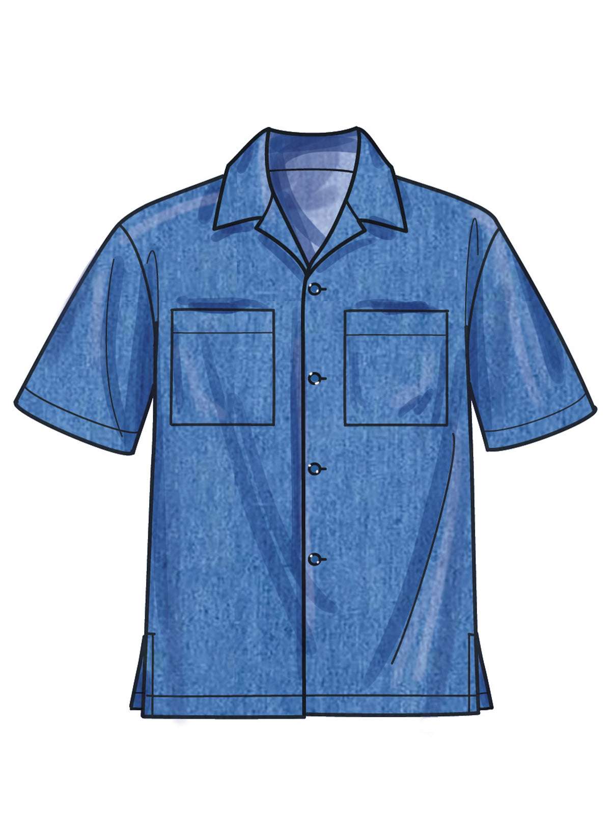 Simplicity S9960 sewing pattern envelope showing T-shirt, shirt and shorts