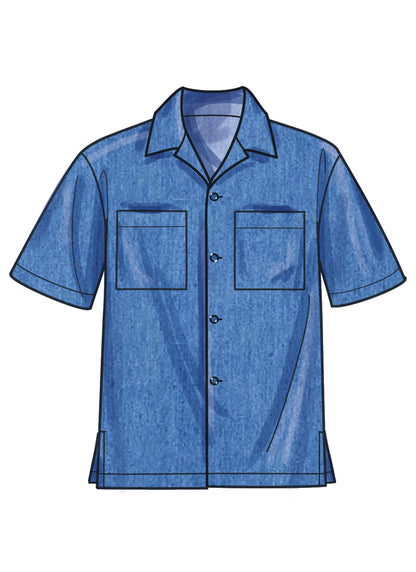 Simplicity S9960 sewing pattern envelope showing T-shirt, shirt and shorts