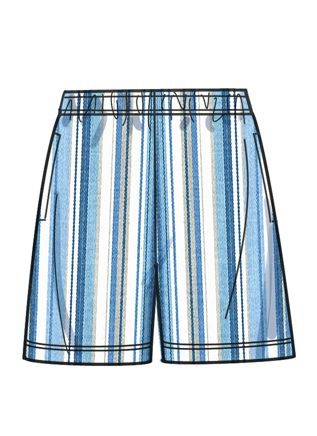 Simplicity S9960 sewing pattern envelope showing T-shirt, shirt and shorts