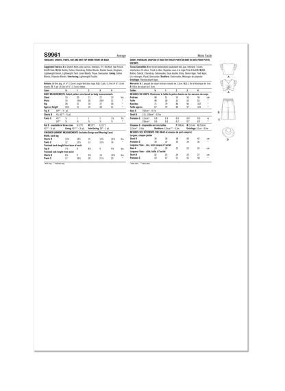 Simplicity S9961 sewing pattern envelope showing children's clothing