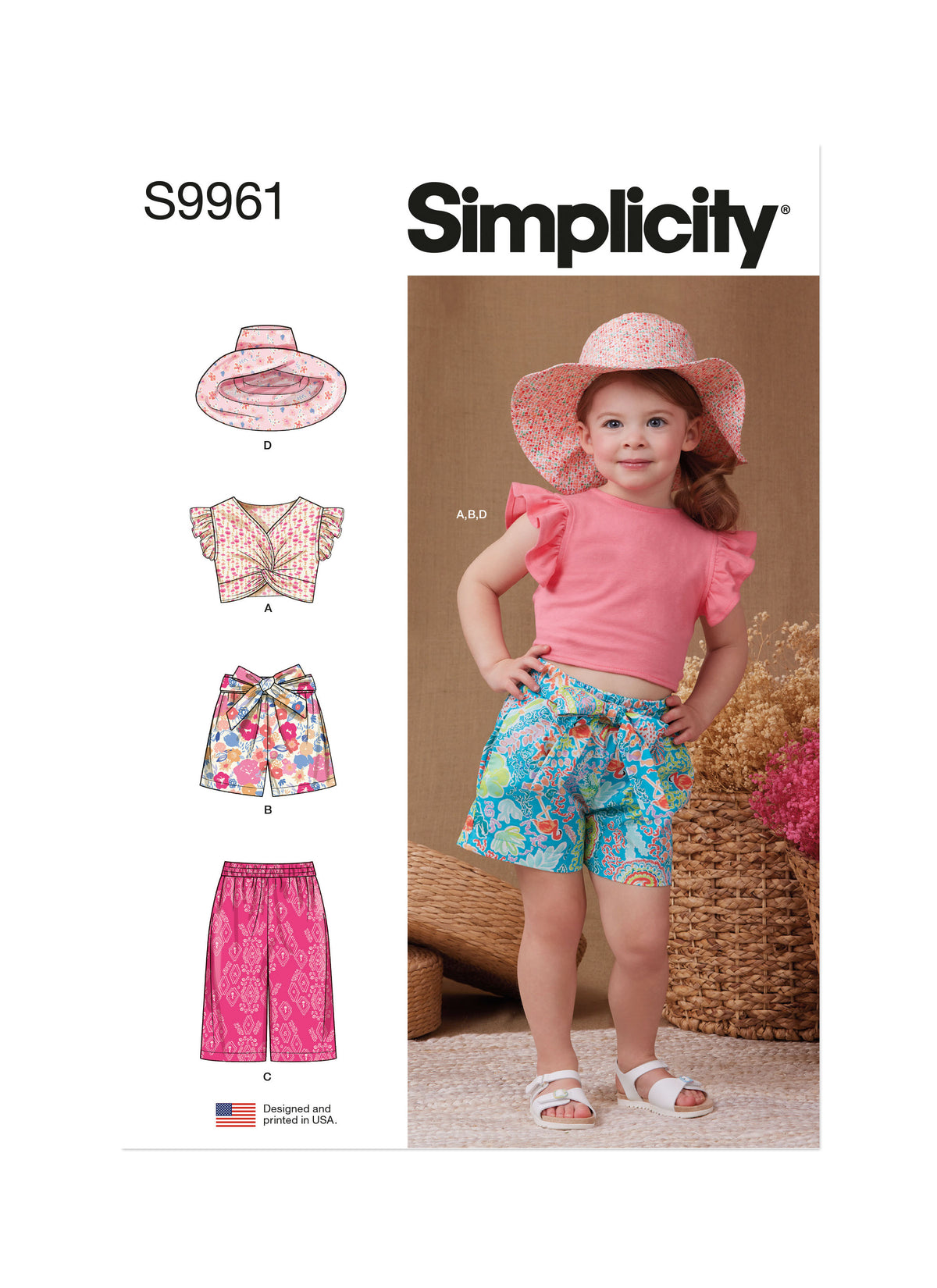 Simplicity S9961 sewing pattern envelope showing children's clothing