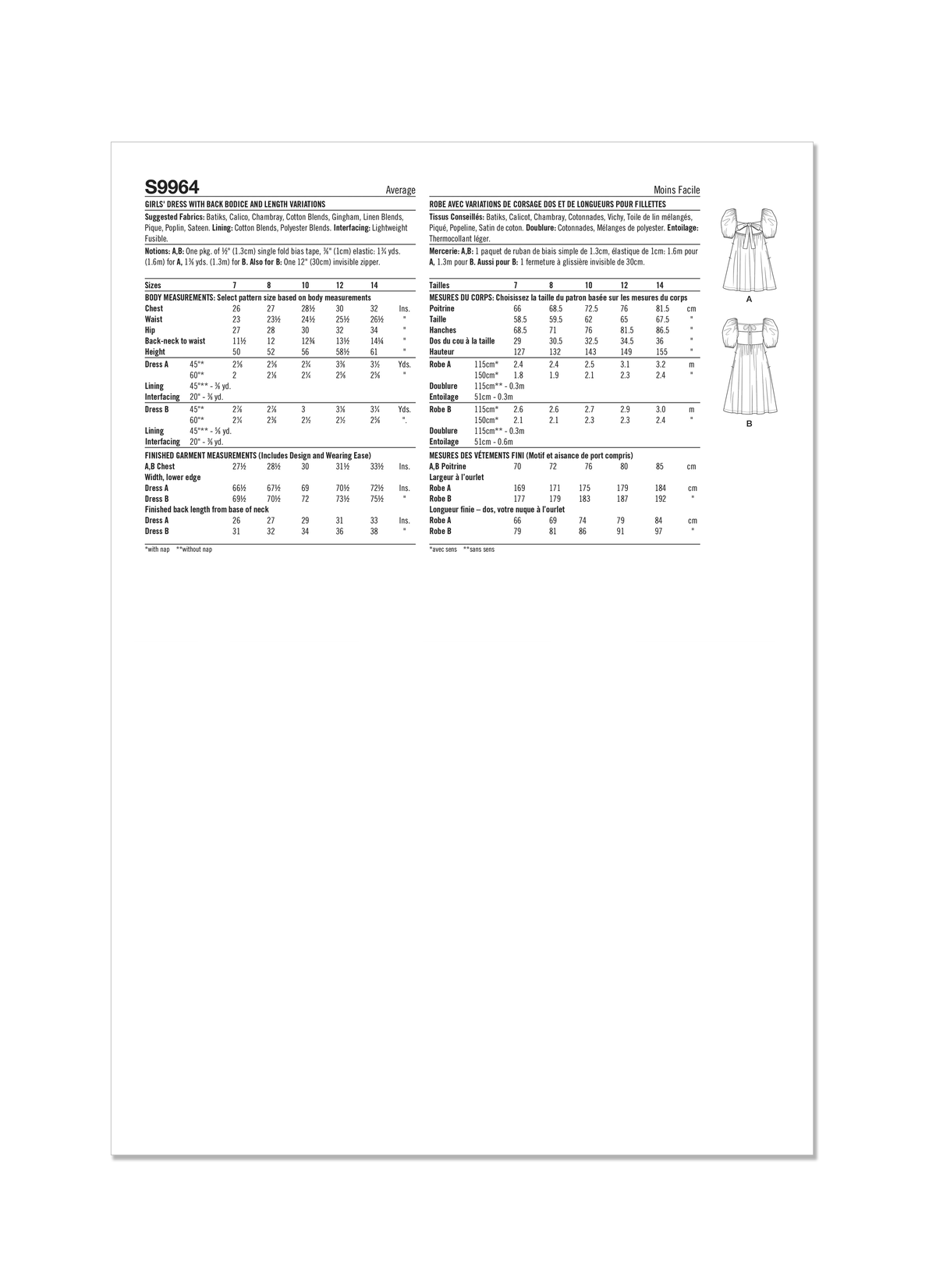 Simplicity S9964 sewing pattern envelope showing children's clothing