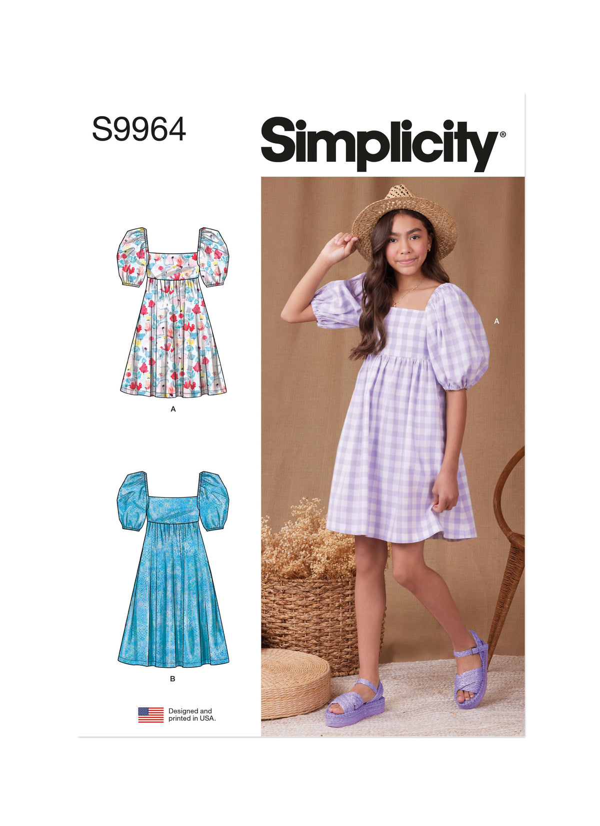 Simplicity S9964 sewing pattern envelope showing children's clothing