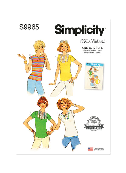 Simplicity S9965 sewing pattern envelope showing vintage garments