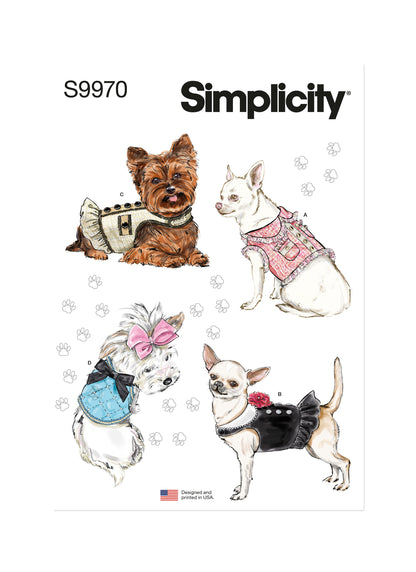 Simplicity S9970 sewing pattern envelope showing pet clothing