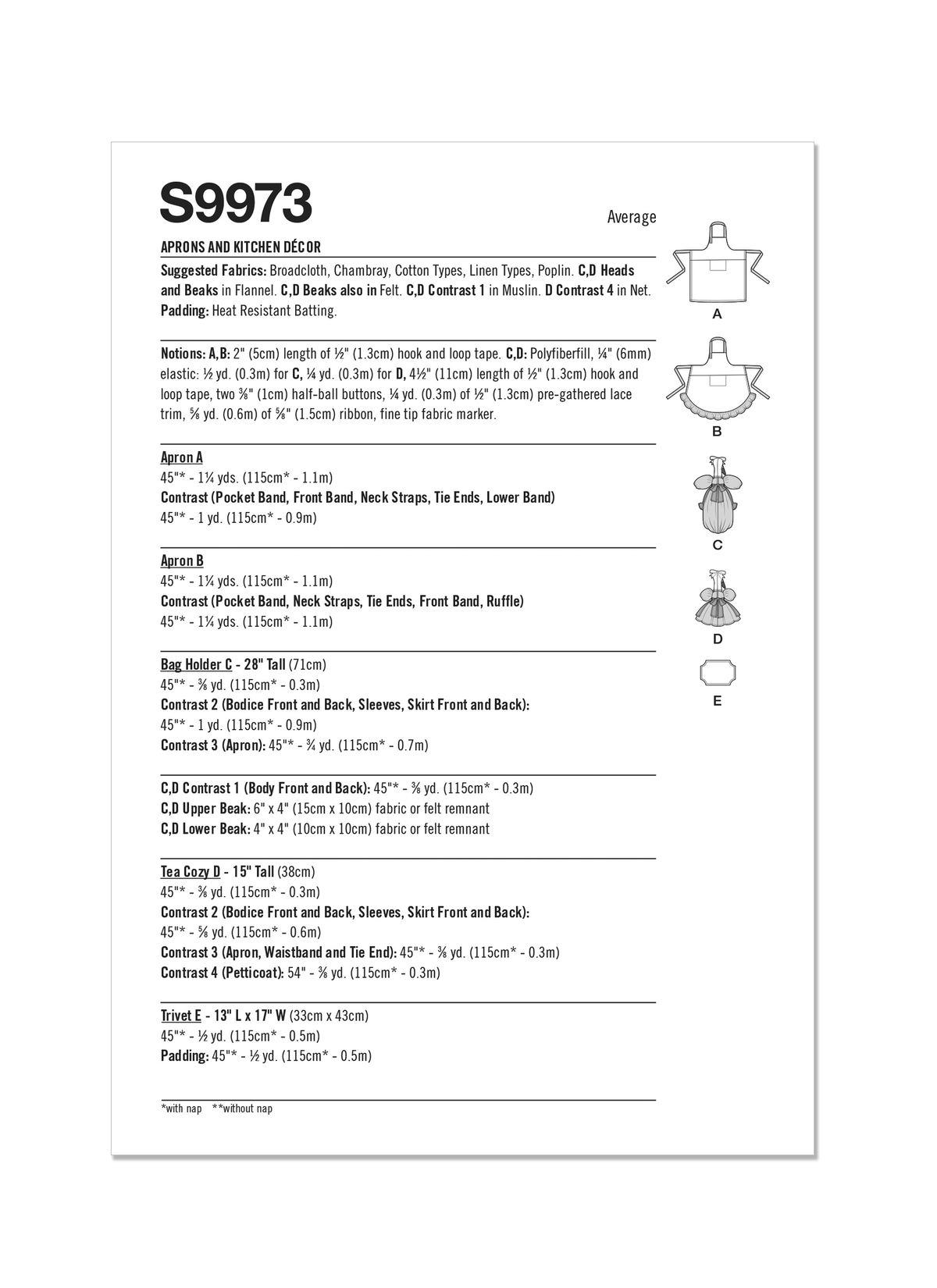 Simplicity S9973 sewing pattern envelope showing aprons