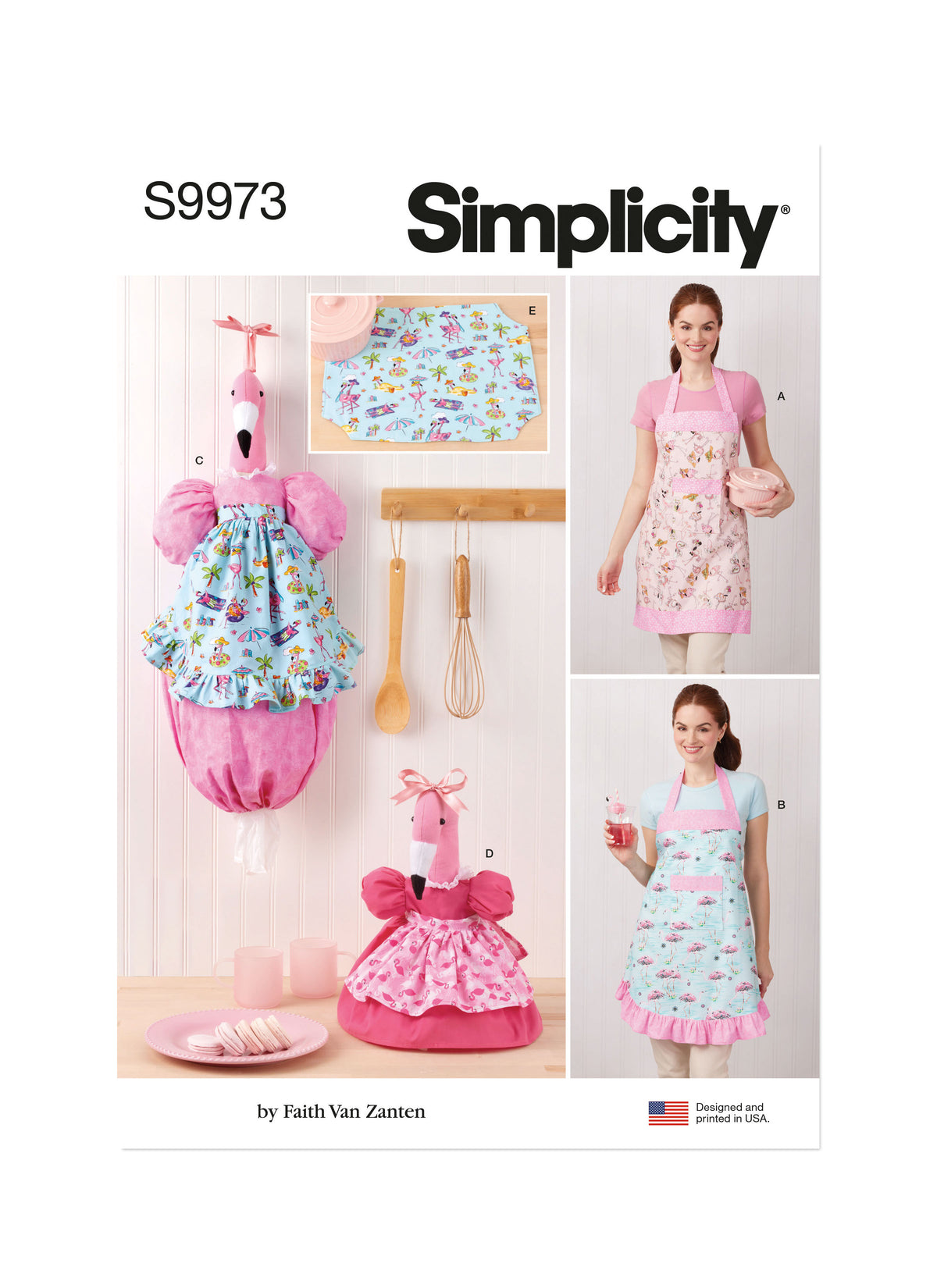 Simplicity S9973 sewing pattern envelope showing aprons