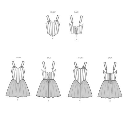 Simplicity S9974 sewing pattern envelope showing floral corset bodice costume