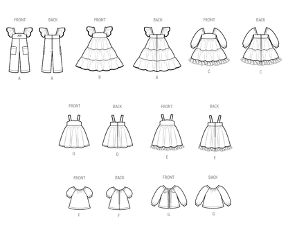 Simplicity S9975 sewing pattern envelope showing doll clothes