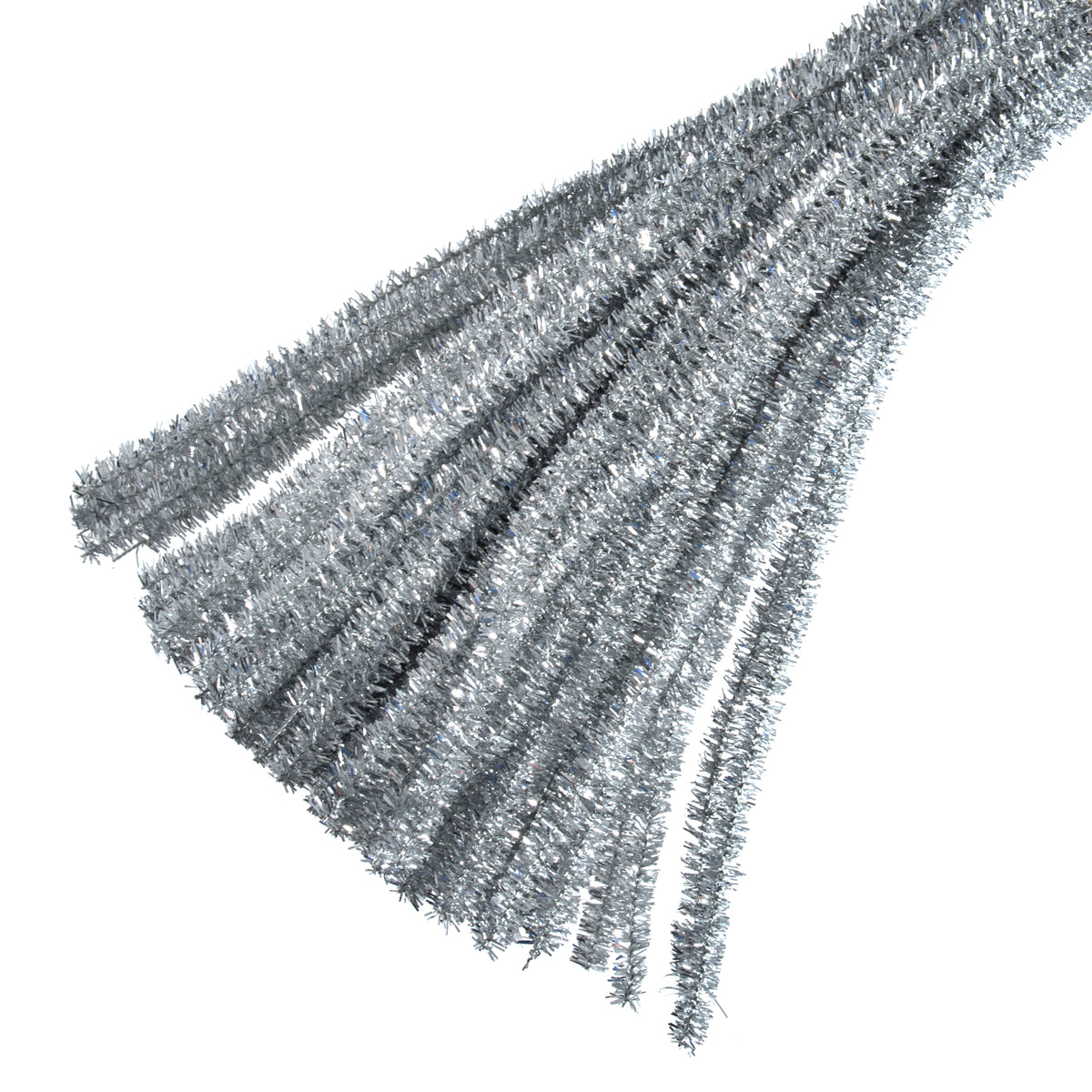 Bundle of silver glitter chenille stems