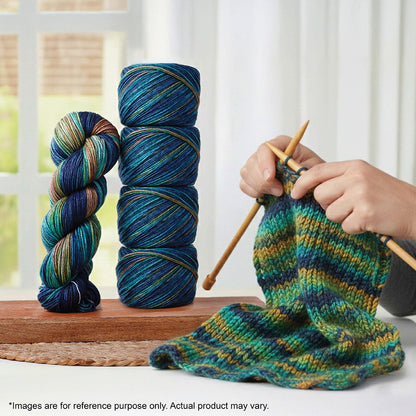 Hand-dyed skein of Symfonie Bella yarn in Riverbank