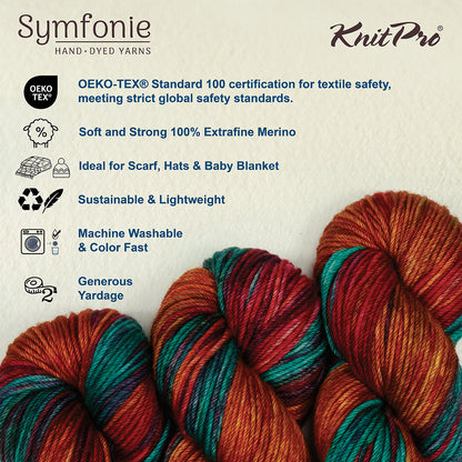 Hand-dyed skein of Symfonie Bella yarn in Party Lights