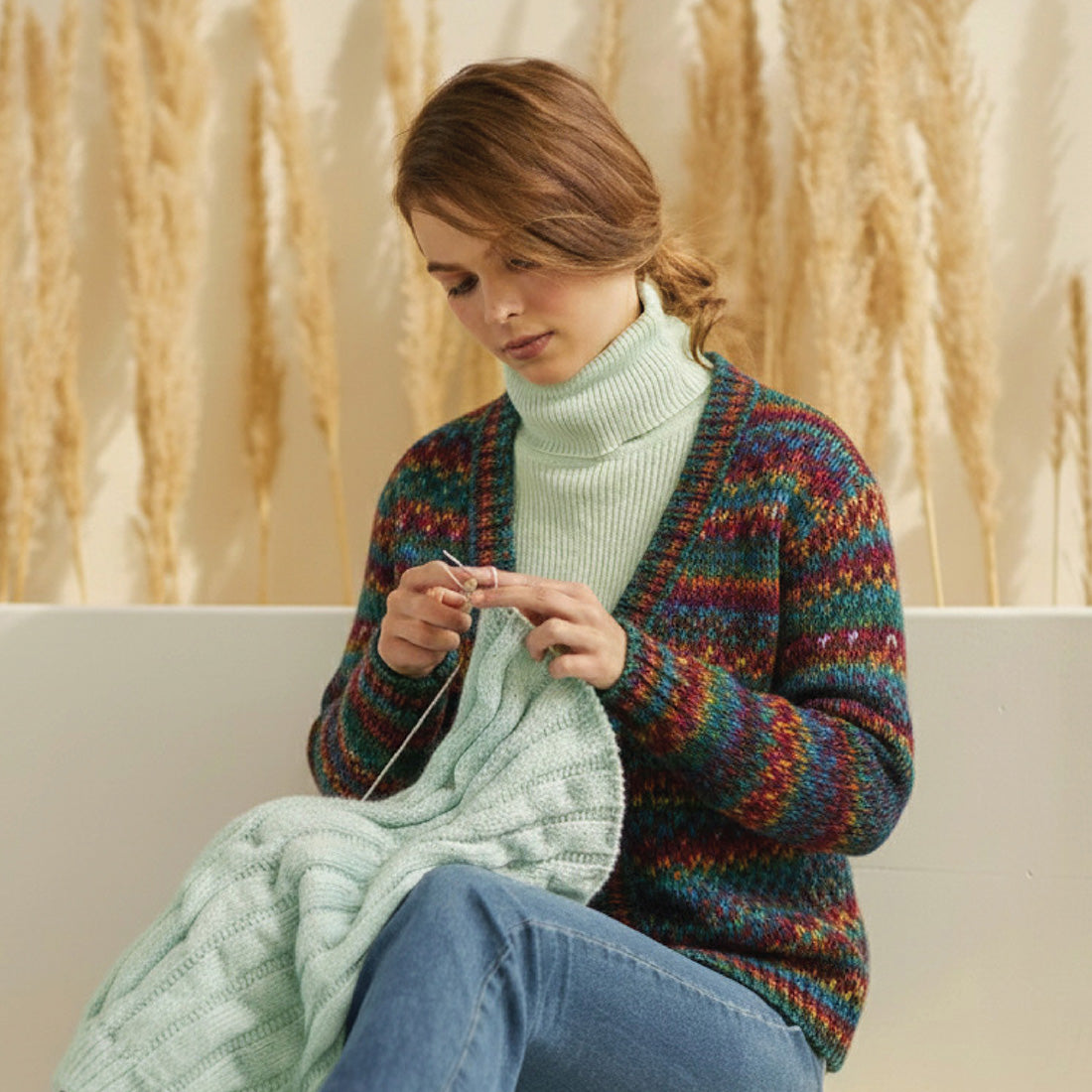Hand-dyed skein of Symfonie Bella yarn in Party Lights