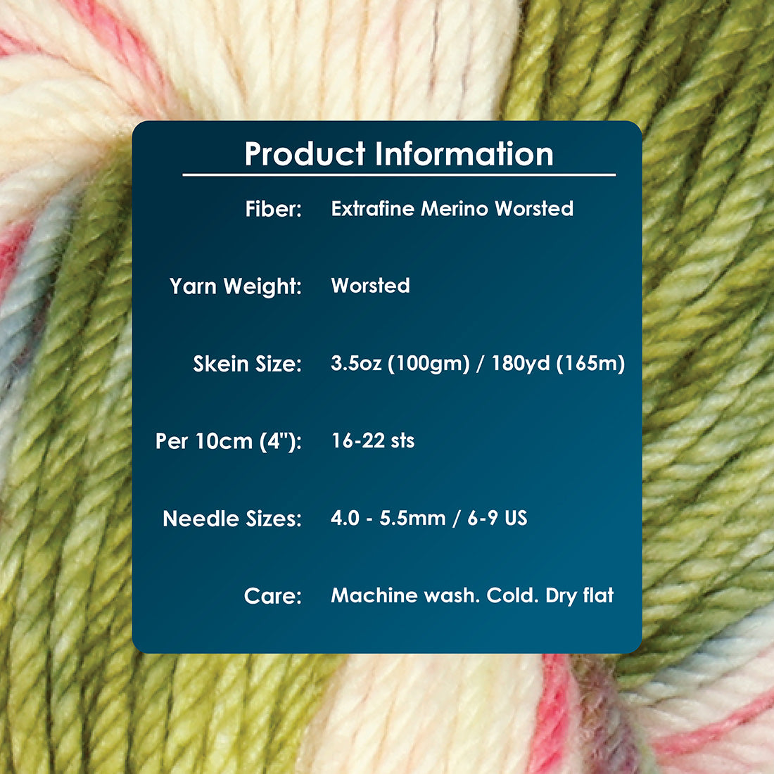 Hand-dyed skein of Symfonie Bella yarn in Summer Romance