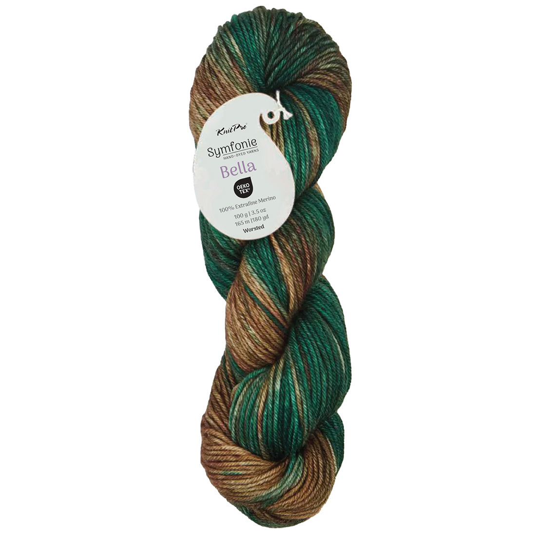 Skein of Symfonie Bella variegated merino yarn in Himalayas