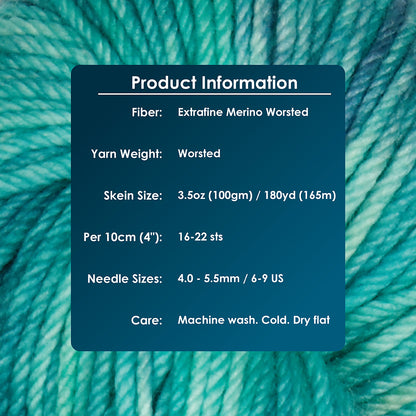 Hand-dyed skein of Symfonie Bella yarn in Sandy Sea
