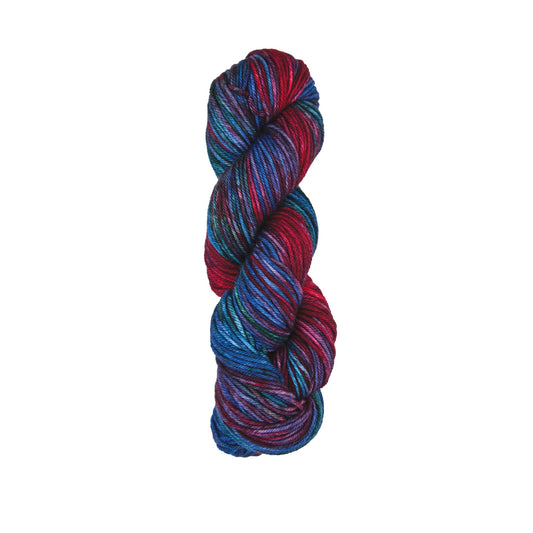 Hand-dyed skein of Symfonie Bella yarn in Twilight Flame