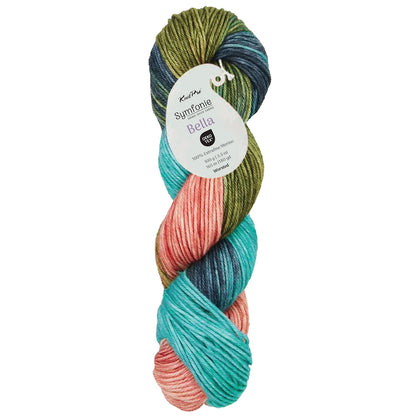 Hand-dyed skein of Symfonie Bella yarn in Spring Blush