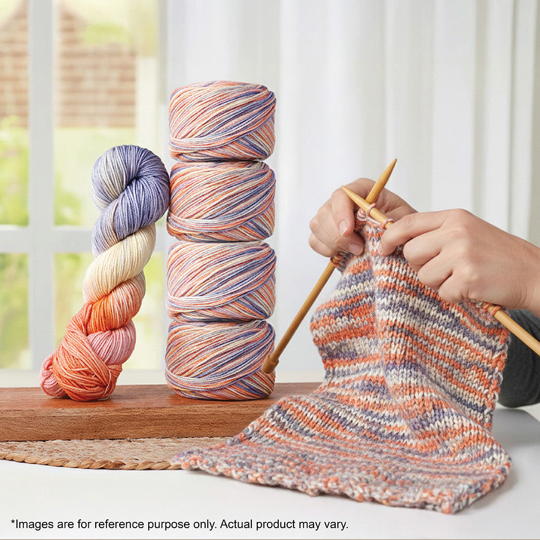 Skein of Symfonie Bella variegated merino yarn in Beach House