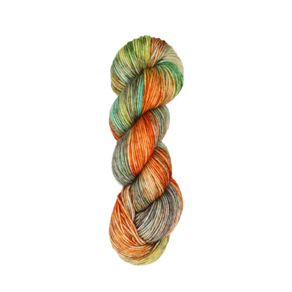 Skein of Symfonie Bella variegated merino yarn in Lagoon Dream
