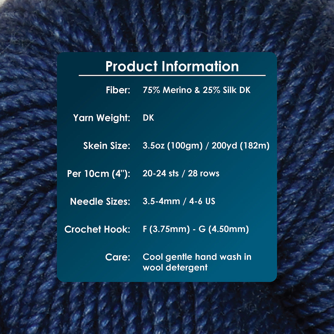 Hand-dyed skein of Symfonie Luna yarn in Blue Sapphire
