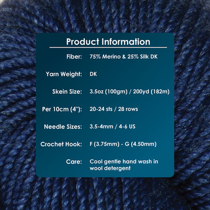 Hand-dyed skein of Symfonie Luna yarn in Blue Sapphire