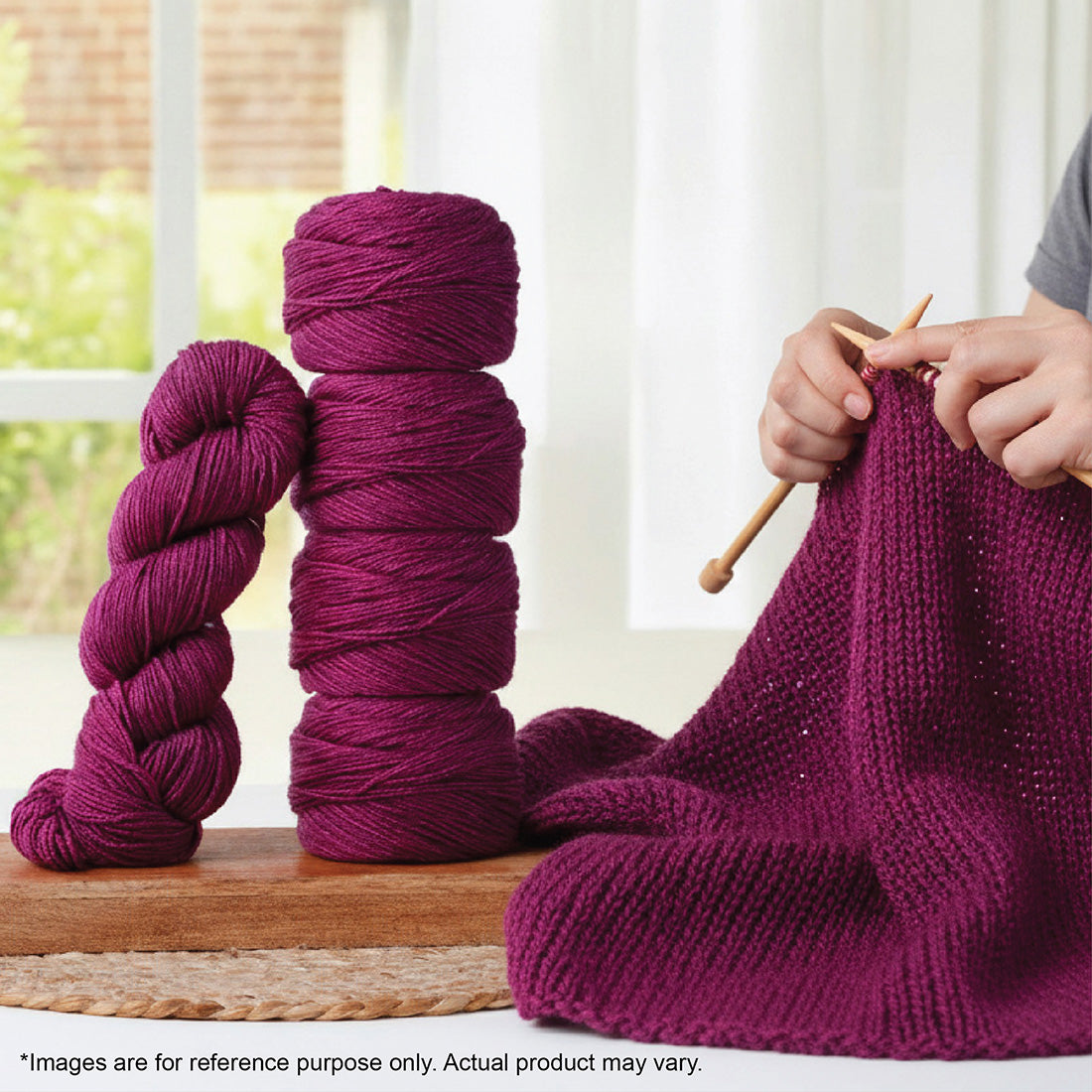100g skein of Symfonie Luna yarn in Rubelite