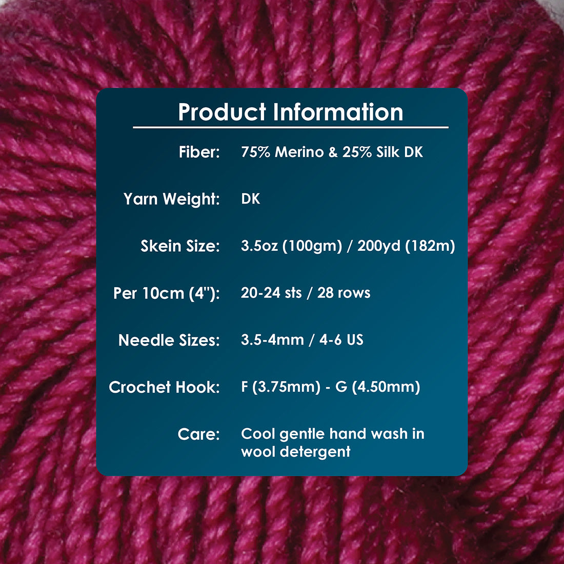 100g skein of Symfonie Luna yarn in Rubelite