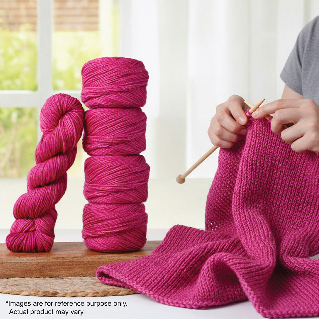 100g skein of Symfonie Luna yarn in Pink Agate