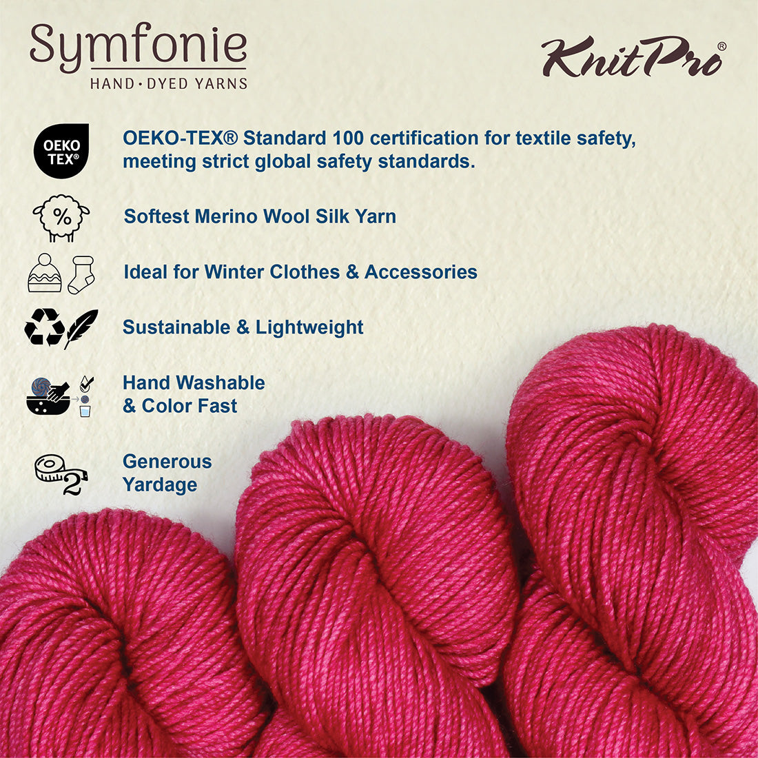 100g skein of Symfonie Luna yarn in Pink Agate
