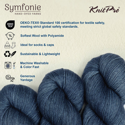 Skein of Symfonie Yarns Terra sock yarn in Jodhpur Blue
