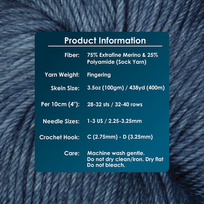 Skein of Symfonie Yarns Terra sock yarn in Jodhpur Blue