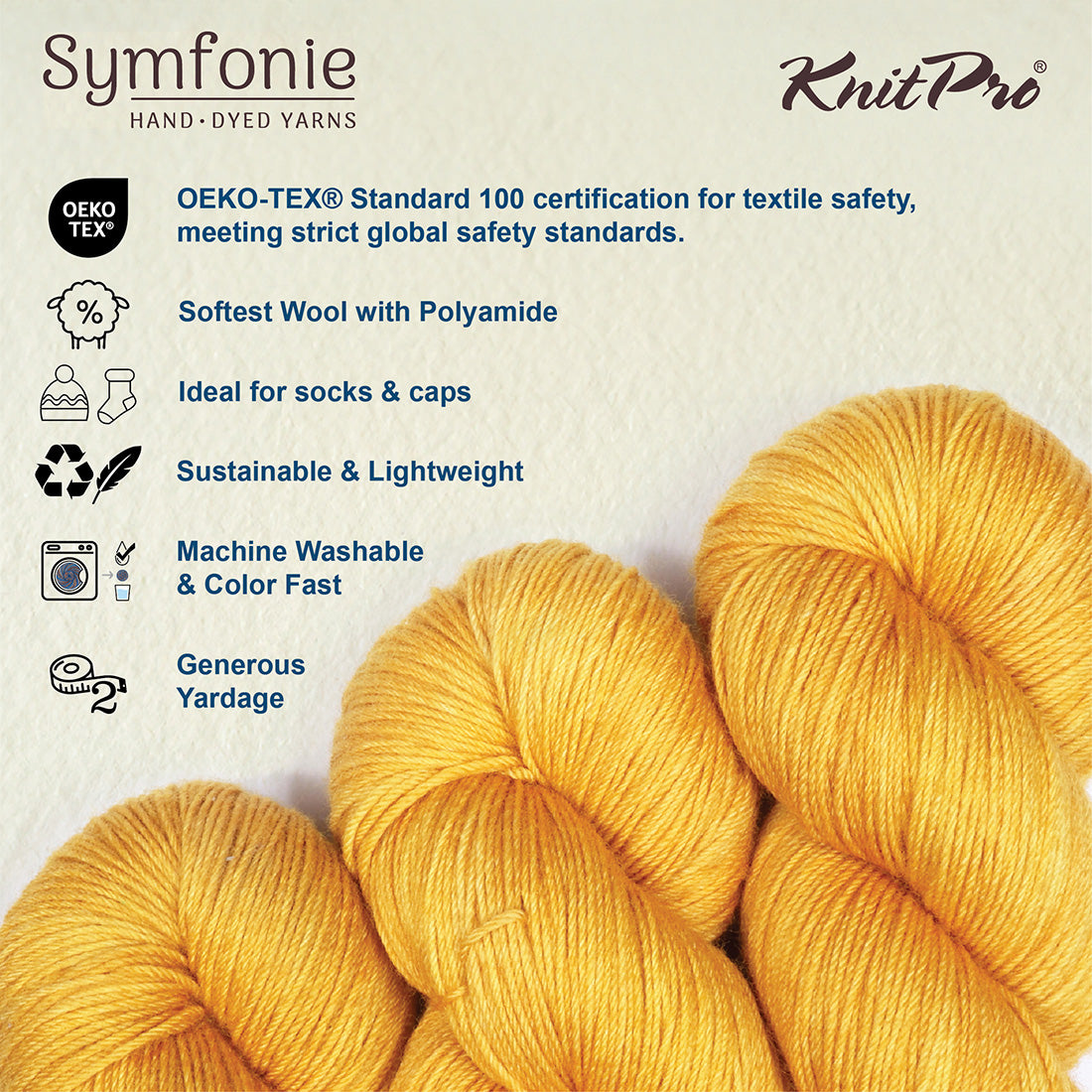 Skein of Symfonie Yarns Terra sock yarn in Turmeric