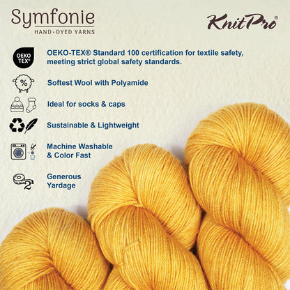 Skein of Symfonie Yarns Terra sock yarn in Turmeric