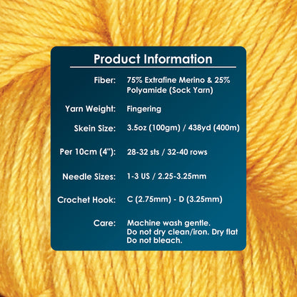 Skein of Symfonie Yarns Terra sock yarn in Turmeric