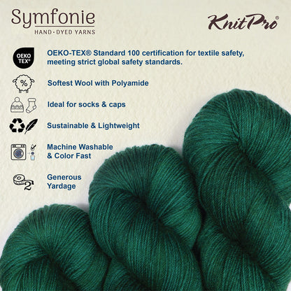 Skein of Symfonie Yarns Terra sock yarn in Deep Emerald