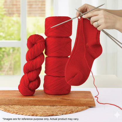 Skein of Symfonie Yarns Terra sock yarn in Scarlet