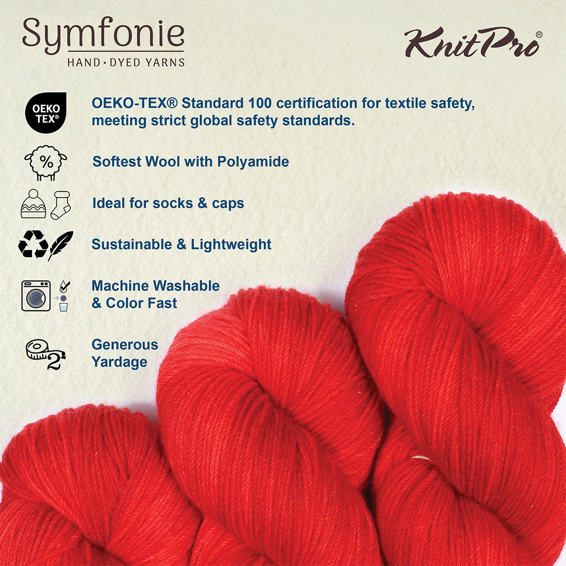 Skein of Symfonie Yarns Terra sock yarn in Scarlet