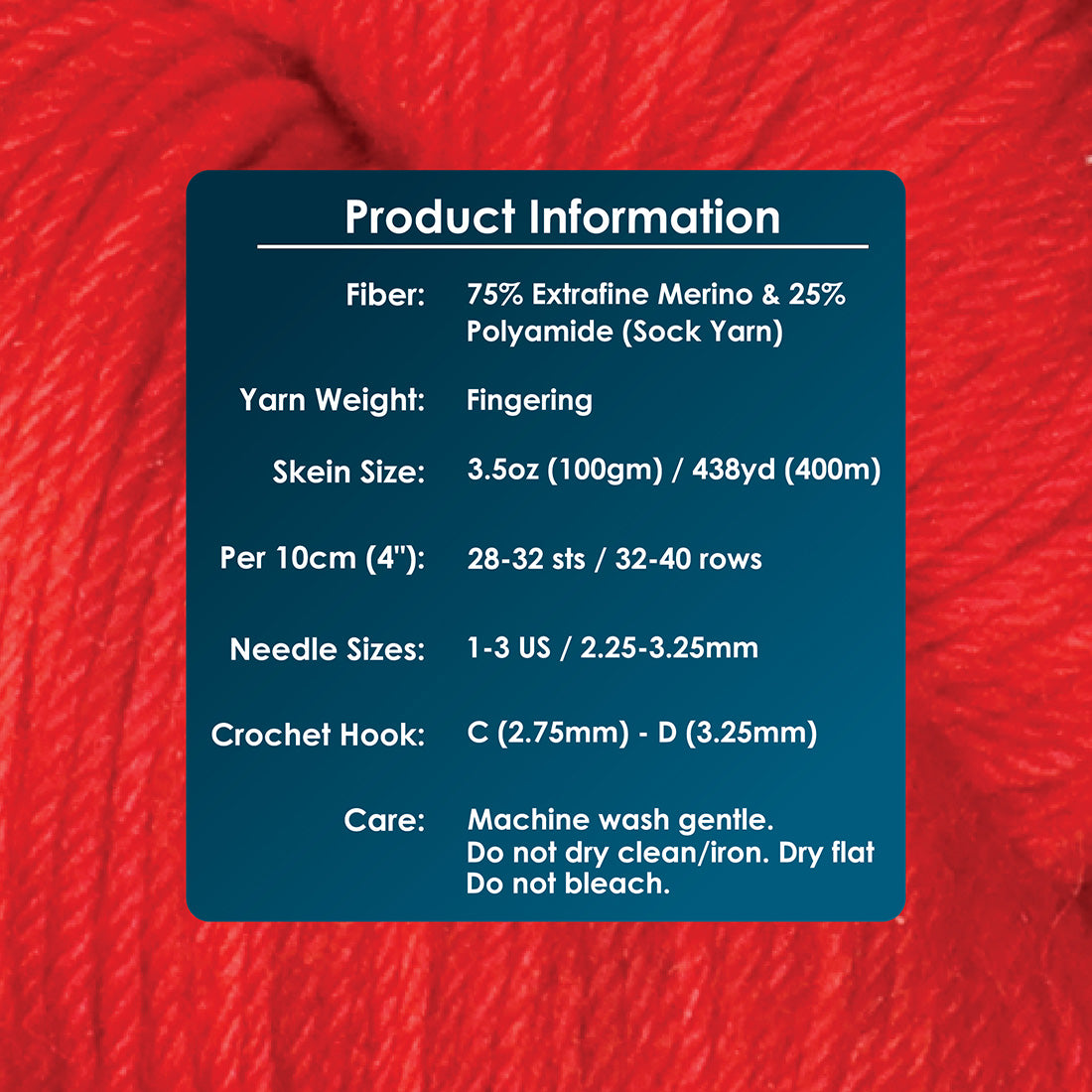 Skein of Symfonie Yarns Terra sock yarn in Scarlet